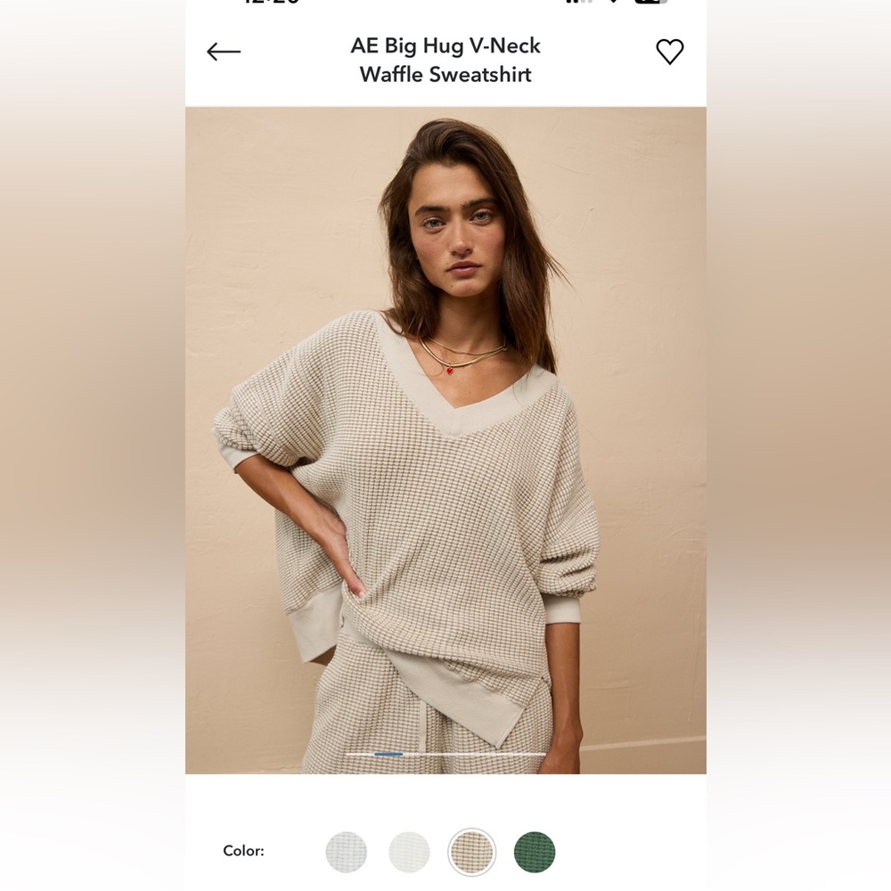 AE Big Hug V-Neck Waffle Sweatshirt